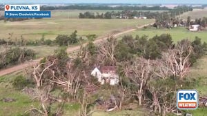 WATCH: Drone video shows devastation left behind in Plevna, Kansas after violent nighttime tornado