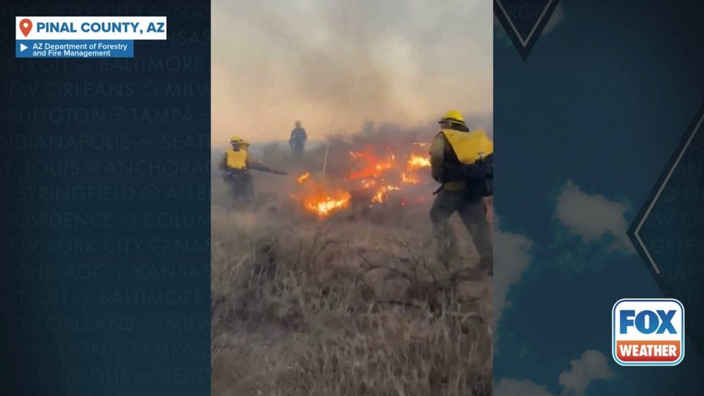 The Cody Fire exploded Wednesday afternoon in Pinal County, Arizona. It's since grown exponentially, prompting evacuations. Video from Wednesday shows Arizona Department of Forestry and Fire Management crew supporting an intial attack on the blaze. 