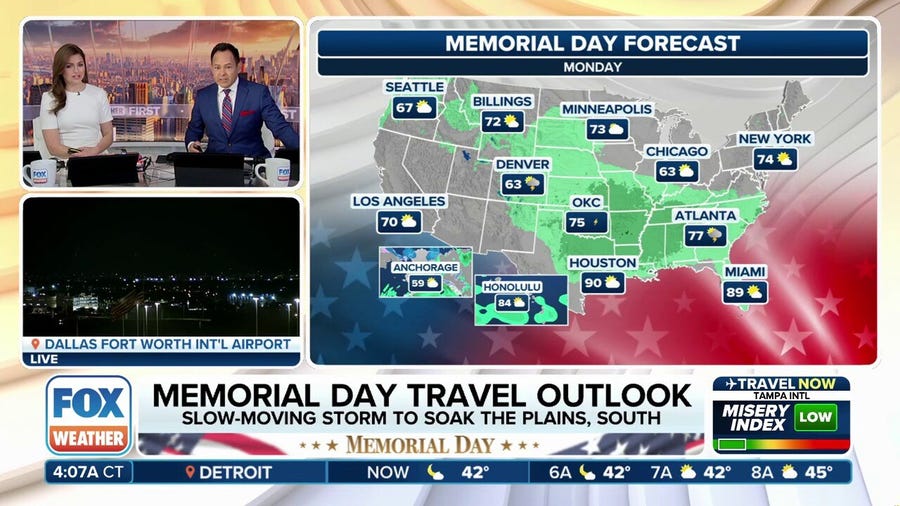 Slow-moving storm, chilly air threaten Memorial Day weekend plans for millions