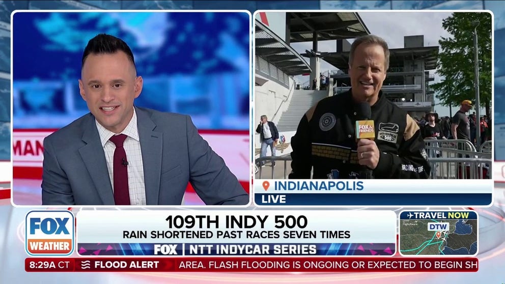FOX News Chief Meteorologist Rick Reichmuth reports live with a check of the forecast from a bustling Indianapolis Motor Speedway on the eve of Sunday's Indianapolis 500 race.
