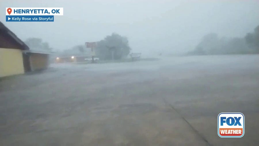 Watch: Powerful storm packing hail, damaging winds hits Henryetta, Oklahoma