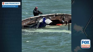 Captain clings to ropes as sail boat sinks in windy San Francisco conditions