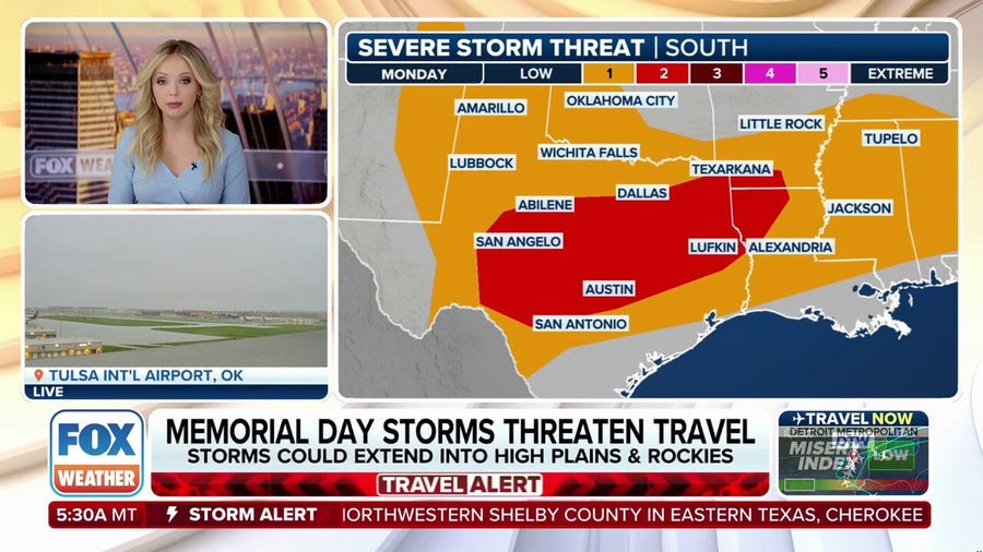 Memorial Day storms threaten travel after busy holiday weekend