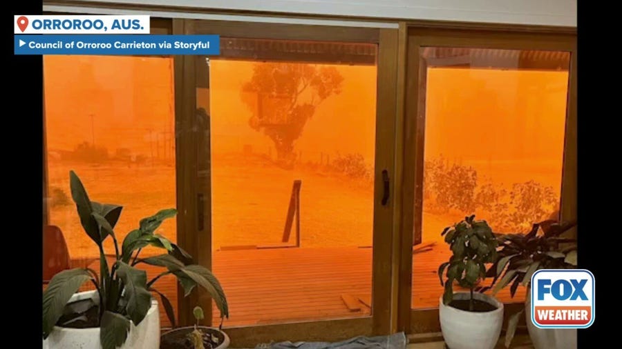 Red dust covers Orroroo, Australia during wild winds