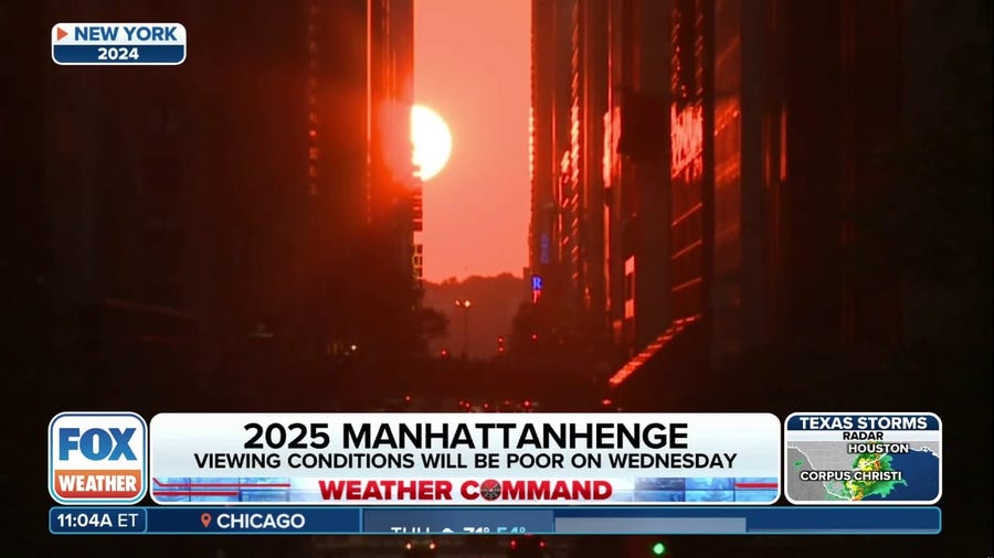 Manhattanhenge viewing conditions will be poor Wednesday in New York City 