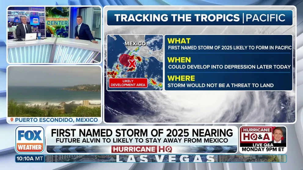 The official start to the 2025 Eastern Pacific hurricane season began a little less than two weeks ago, and the National Hurricane Center says a tropical depression or Tropical Storm Alvin could form on Wednesday. FOX Weather Meteorologists Bob Van Dillen and Stephen Morgan break down the latest forecast on May 28, 2025.