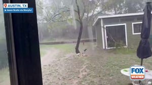 Austin backyard flooded and slammed with hail during severe thunderstorms