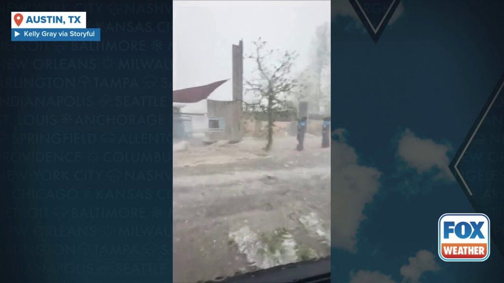Roads in Austin, Texas were quickly turned into rivers after a severe thunderstorm swept through the Texas capital on Wednesday evening, bringing heavy rain and hail.
