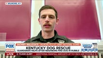 U.S. National Guard Soldiers jump into action and save a family dog trapped under a heap of debris from a tornado in Kentucky