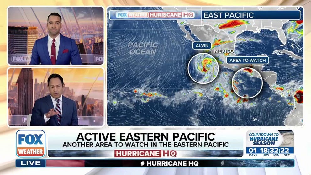 Tropical Storm Alvin is unraveling quickly as it churns large swells towards portions of western mainland Mexico and the Baja California Peninsula, bringing an increased risk of life-threatening rip currents.