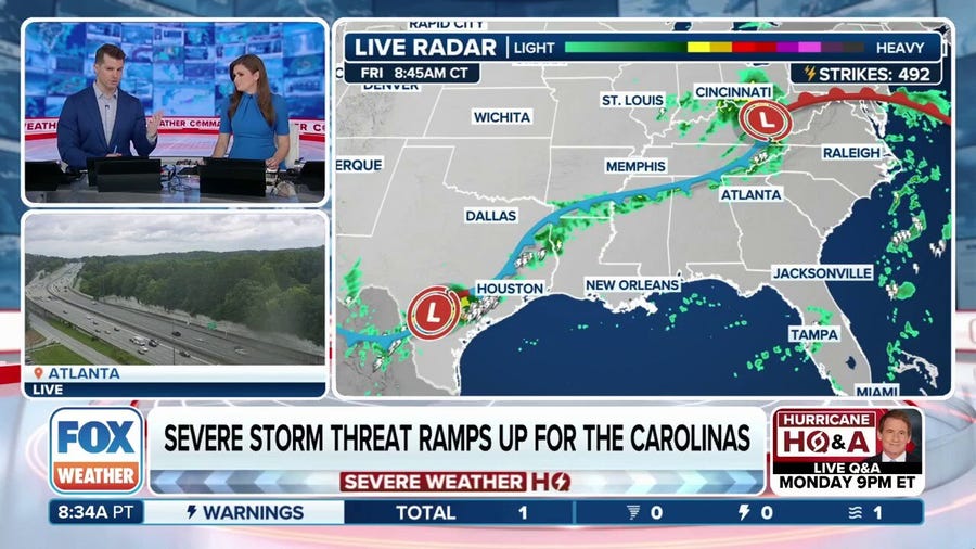 Severe weather threat increases for Carolinas Friday