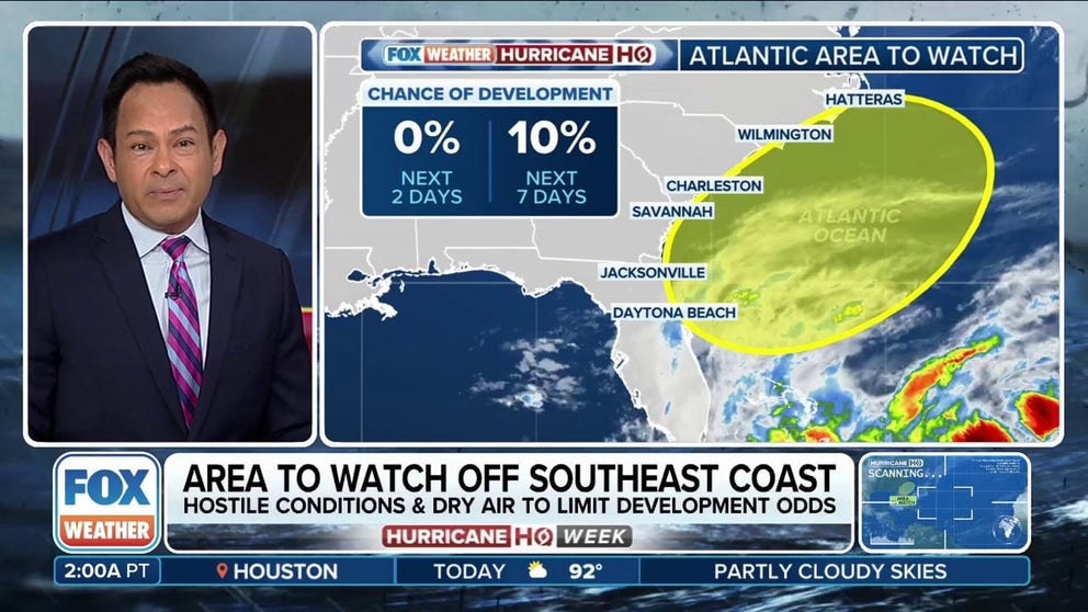 The National Hurricane Center is keeping a close eye on an area of disturbed weather off the Southeast coast for potential tropical development. FOX Weather Meteorologist Craig Herrera breaks down the forecast on June 3, 2025. 