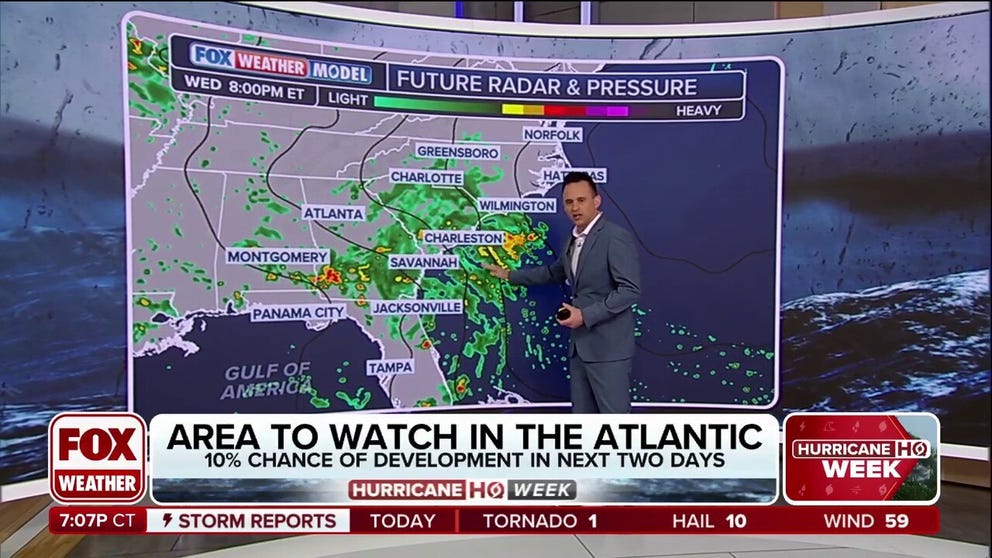 The National Hurricane Center is now giving a low chance of a tropical depression or tropical storm forming off the coast of the Carolinas this week.