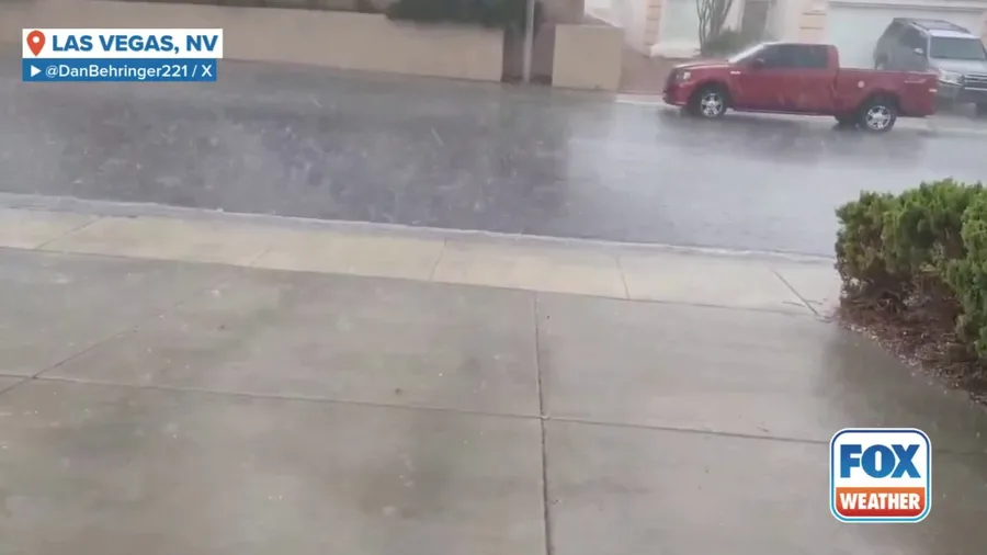Heavy rain mixed with hail batters parts of Las Vegas