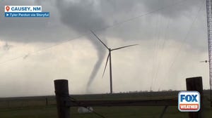 A funnel cloud was observed in Causey, New Mexico, amid a tornado warning