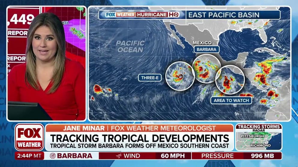 Tropical Storm Barbara has begun to form off the southern coast of Mexico, and the storm is expected to become a hurricane by tomorrow.