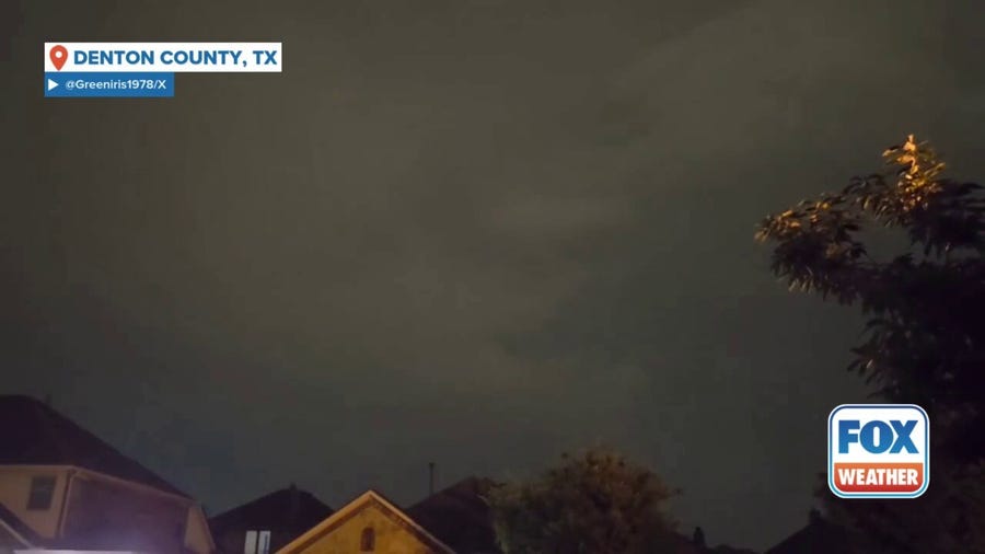 Watch: Thunderstorm produces bright flashes of lightning in Denton County, Texas