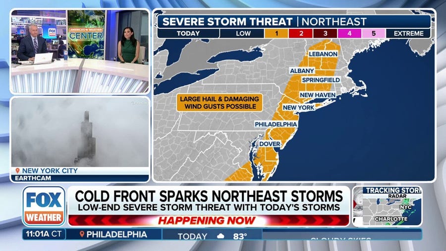 Passing cold front to trigger storms in Northeast