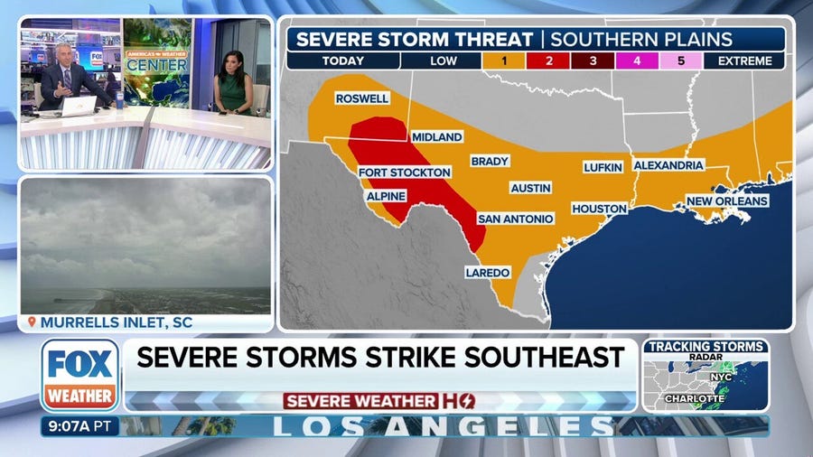 Severe weather threatens millions from Plains to Gulf Coast, Southeast