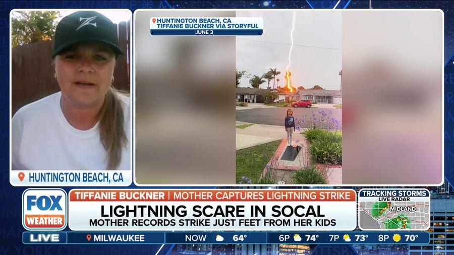 See it: Mother records lightning strike just feet away from children