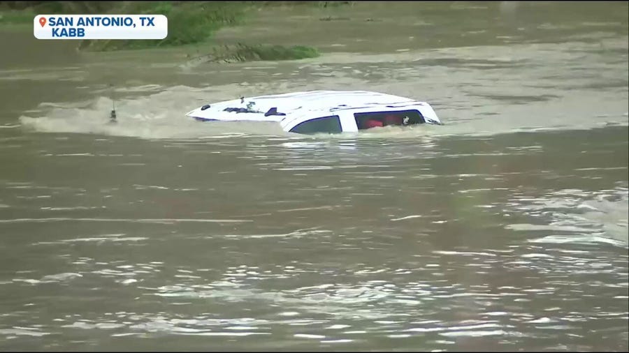 Watch: Vehicle submerged in San Antonio floodwaters