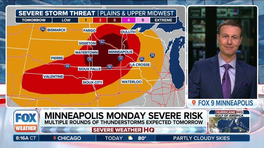 Severe weather threatens millions in Minneapolis area on Monday
