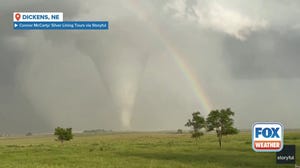 Watch: Giant tornado whirls next to rainbow in Nebraska