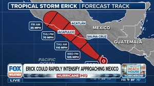 Tropical Storm forecast to rapidly intensify into a hurricane on approach to Mexico
