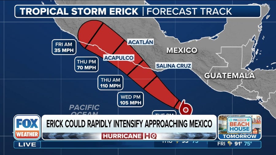 Tropical Storm forecast to rapidly intensify into a hurricane on approach to Mexico