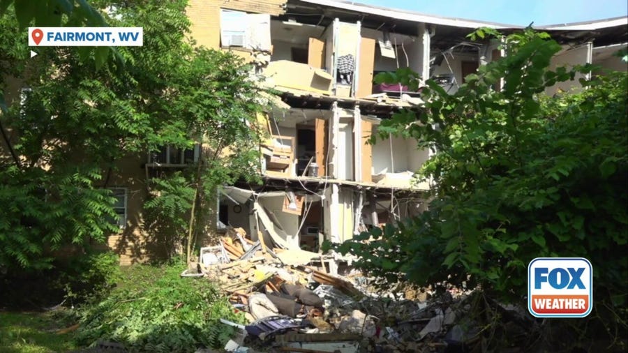 Flash floods cause partial apartment building collapse in Fairmont, West Virginia