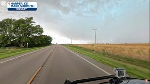 Watch: Supercell thunderstorm causes sky to turn ice blue in Kansas