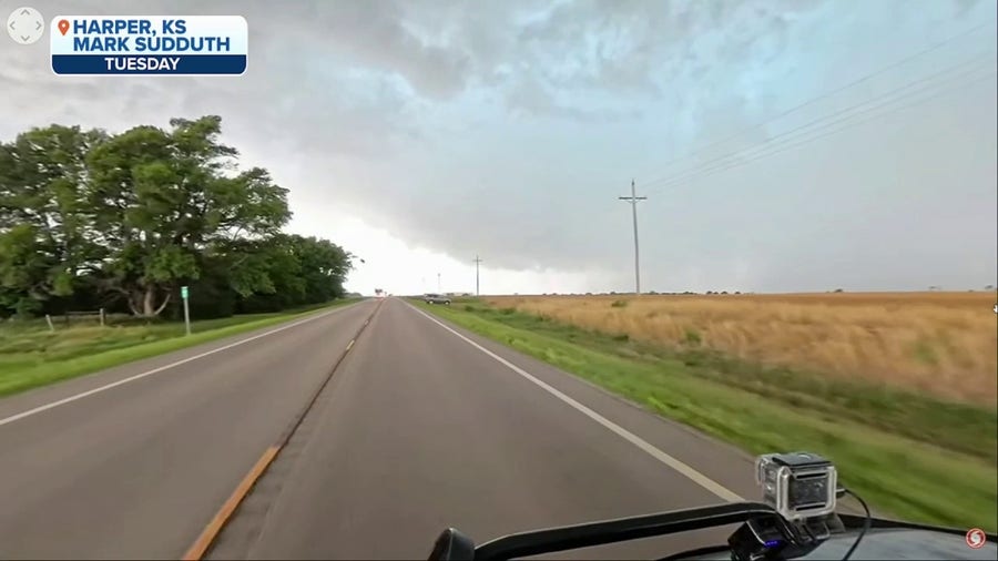 Watch: Supercell thunderstorm causes sky to turn ice blue in Kansas