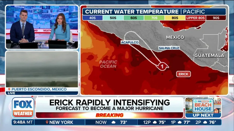 Erick rapidly intensifying into a major hurricane