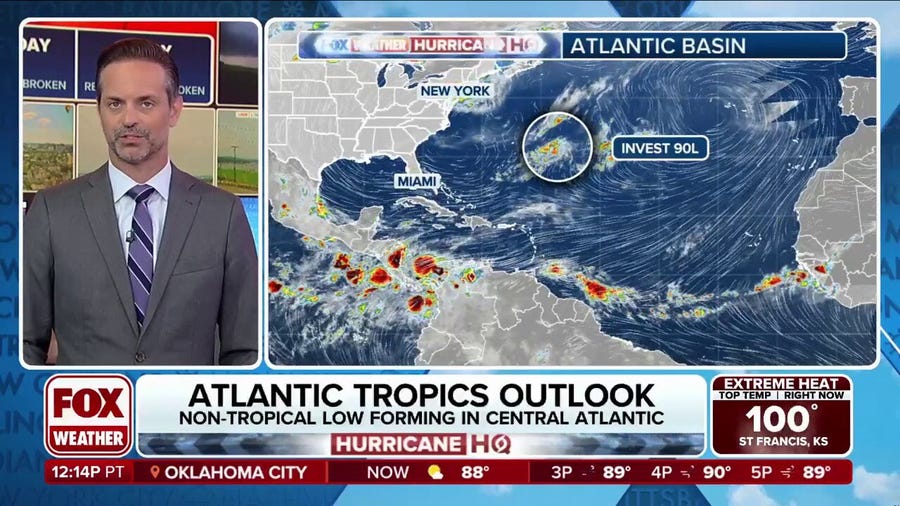 Invest 90L monitored for tropical development in central Atlantic this week