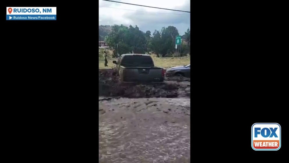 Video from the Ruidoso News shows floodwater racing through the New Mexico town on June 23, 2025.