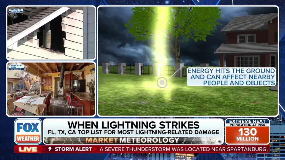 Florida, Texas and California top the list for the most damage caused by lightning strikes.