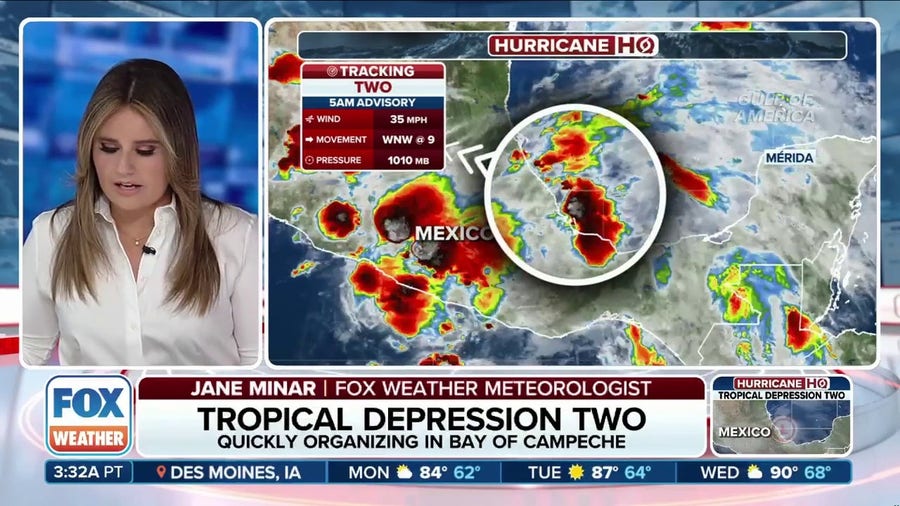 Tropical Depression Two near eastern Mexico in Bay of Campeche