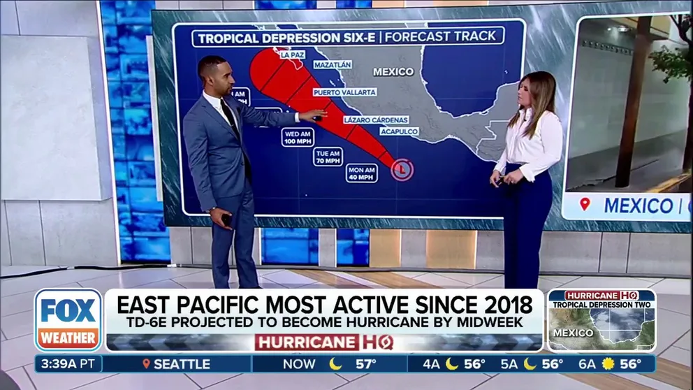 Tropical Depression 6-E formed off the southern coast of Mexico, and the National Hurricane Center said it will likely strengthen into Hurricane Flossie this week. FOX Weather Meteorologists Jane Minar and Michael Estime break down the latest on June 29, 2025.
