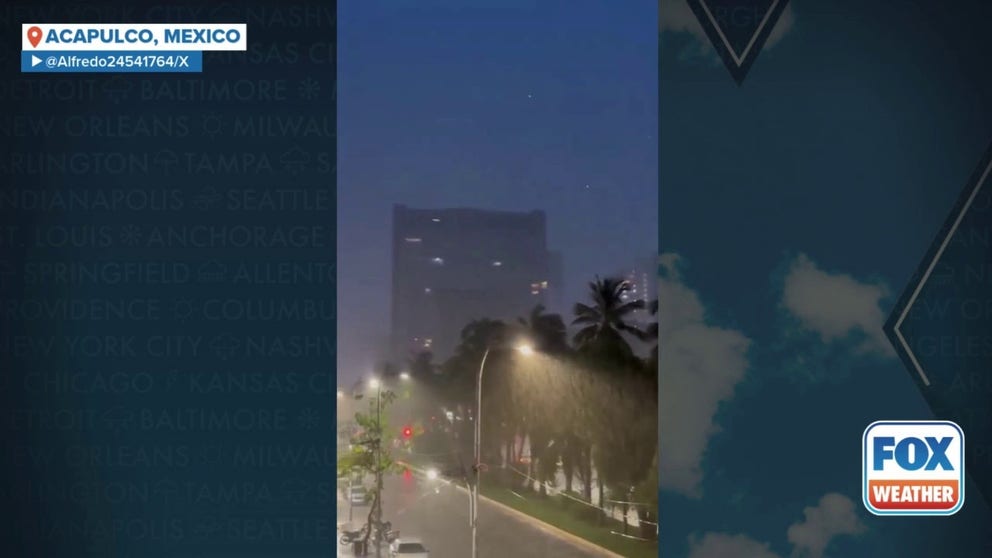 A video shared from Acapulco, Mexico, shows heavy rain and thunderstorms slamming the tourist hotspot as Tropical Storm Flossie spun off the coast of Mexico on June 28, 2025.