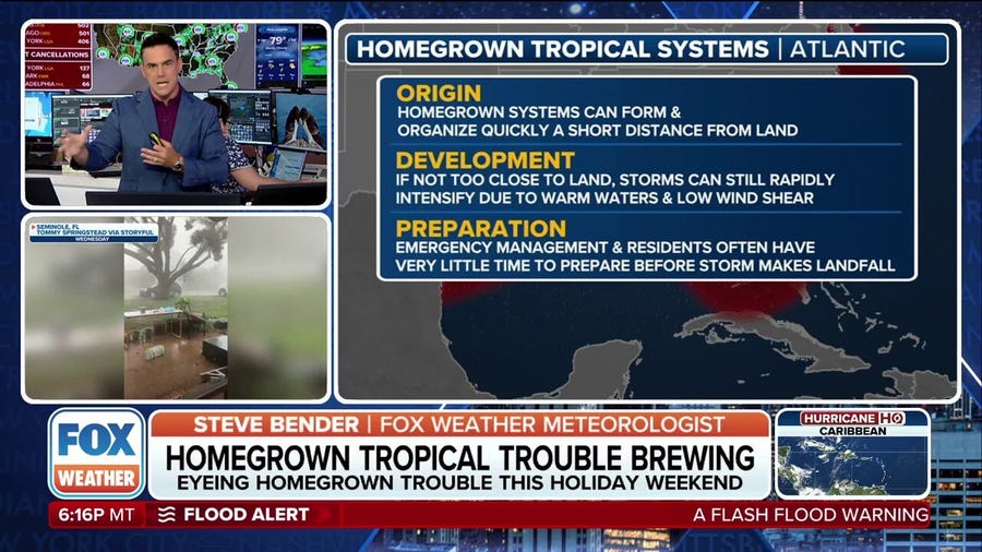 Homegrown tropical trouble continues to brew in the Southeast ahead of Independence Day weekend