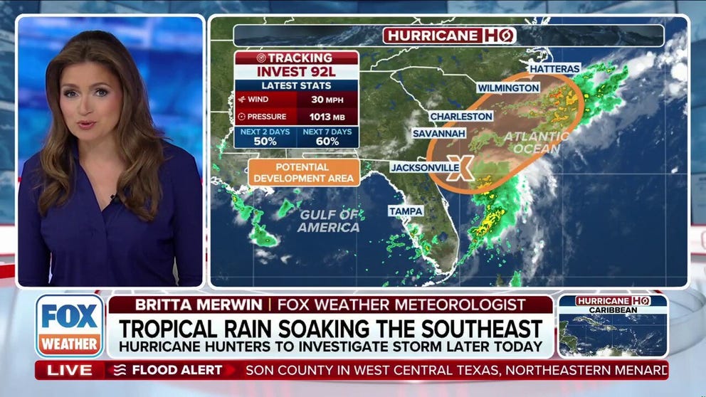 The National Hurricane Center (NHC) continues to monitor newly designated Invest 92L off the Southeast coast on Friday for tropical development.
