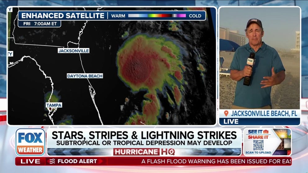 FOX Weather is keeping a close eye on Invest 92L along the Southeast coast. FOX Weather Storm Specialist Mike Seidel is live from Jacksonville Beach, Florida, with his thoughts on the recent changes observed off the Atlantic coastline.
