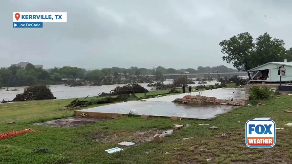 Heavy rainfall produced a "deadly flood wave" along the Guadalupe River in Kerrville, Texas, according to the National Weather Service. The surging river carried away cars and wiped out entire homes.