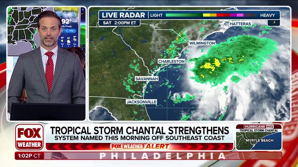 Tropical Storm Chantal strengthens off the South Carolina coast ...
