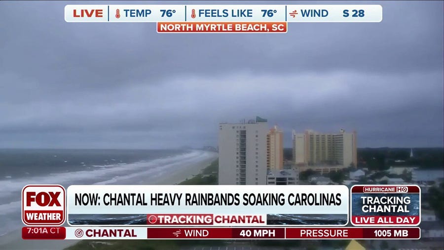 Tropical Storm Chantal begins to weaken after making landfall in South Carolina