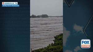 The flooded Guadalupe River during Texas flooding 