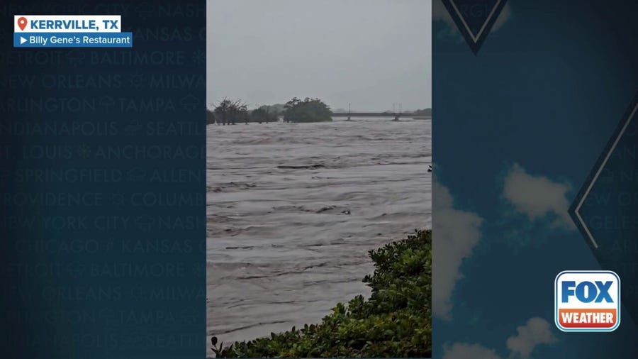 The flooded Guadalupe River during Texas flooding 