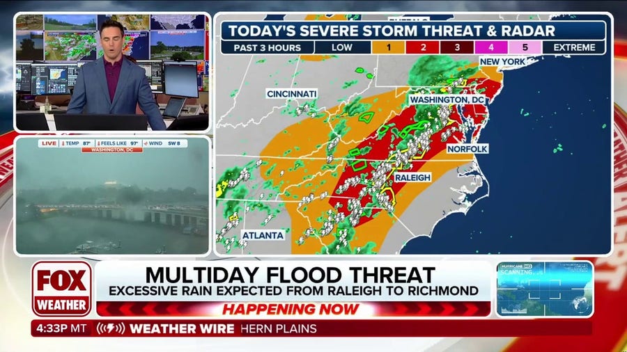 Multiday flood threat in place across Mid-Atlantic as heavy rain is expected