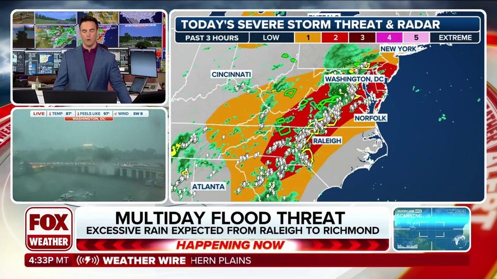 Multiday flood threat in place across Mid-Atlantic as heavy rain is ...