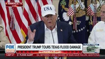 President Trump tours Texas flood damage, meets with families